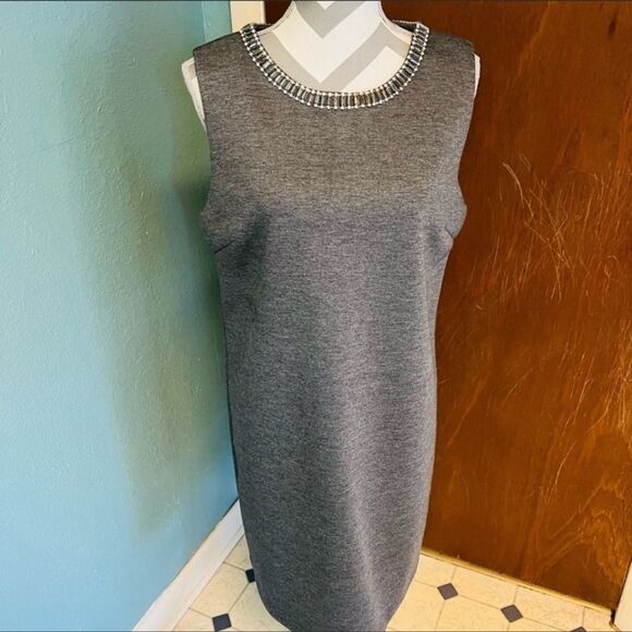 Cynthia Rowley Gray Sleeveless Dress with Embellished Neckline - Picture 1 of 8